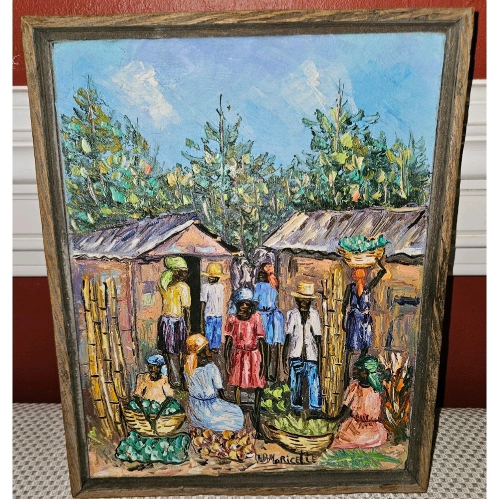 Famed Haitian painter JR Moricette original hand painting, framed and signed